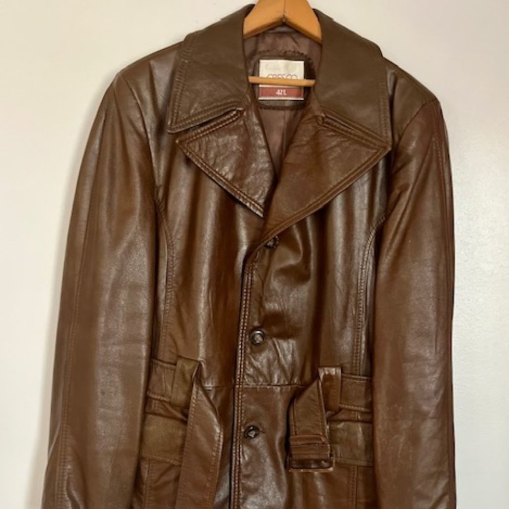 Men's 70s Vintage Brown Leather Jacket